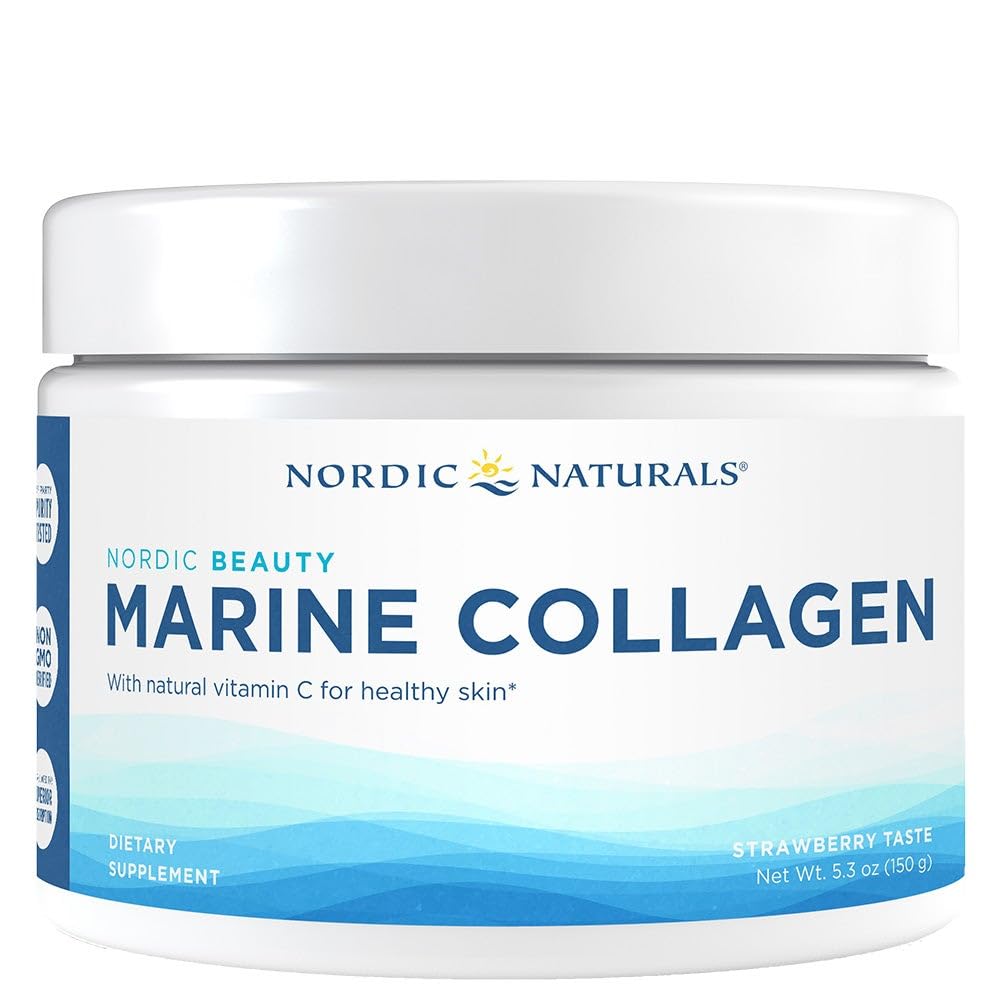 Nordic Naturals Nordic Beauty Marine Collagen Powder, Strawberry - 5.29 Ounces - Collagen Powder Supplement for Healthy Skin, Joints, and Bones, Vitamin C for Antioxidant Support - 30 Servings Nordic Naturals buy supplements Au