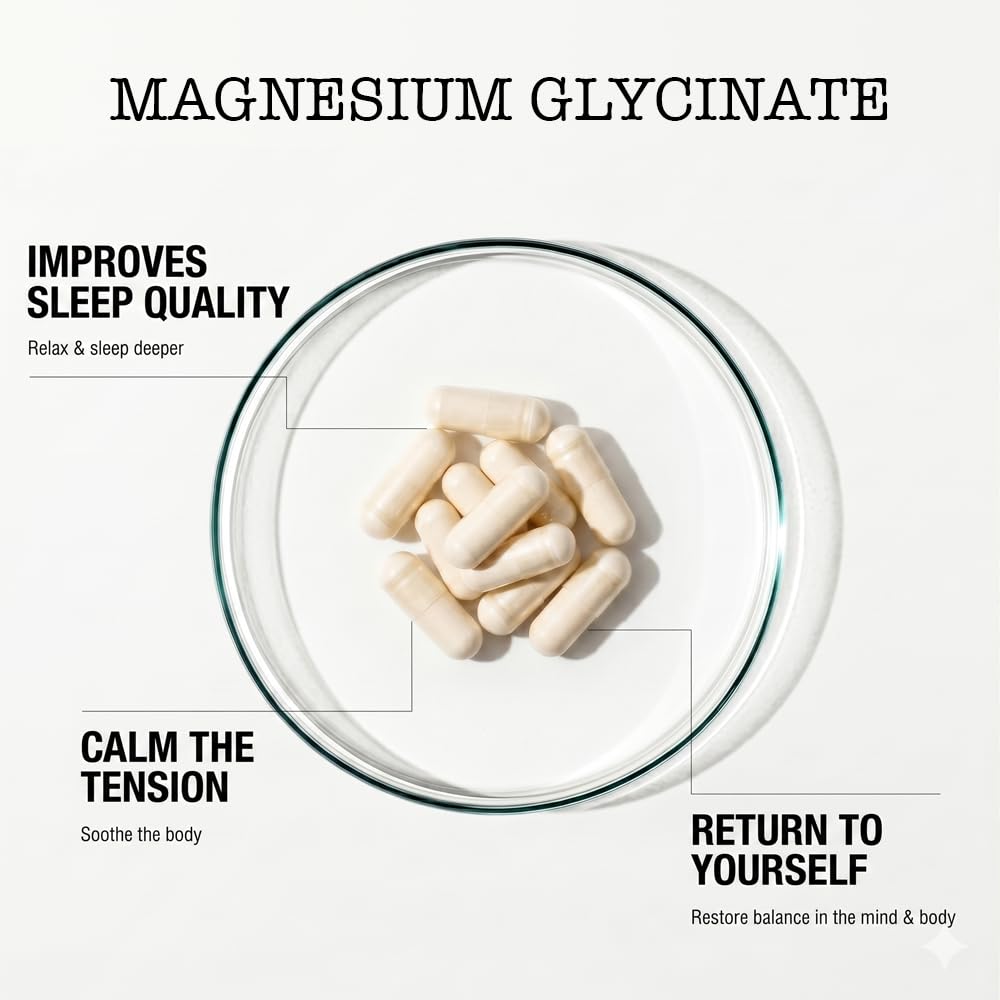 Zenium - Magnesium Glycinate for Sleep, Chelated, 600mg per Serving, 120 Capsules | High Absorption | Relieve Tension, Worry, Nervousness | Calm The Mind & Body | Ayurvedic | Natural Relief Supplement Zenium buy supplements Au