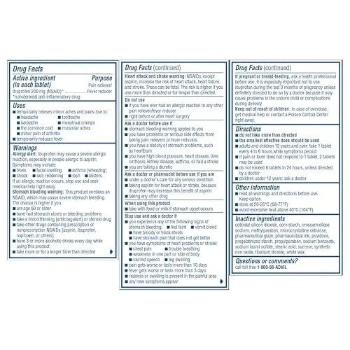 Advil Pain Reliever and Fever Reducer, Pain Relief Medicine with Ibuprofen 200mg for Headache, Backache, Menstrual Pain and Joint Pain Relief - 100 Coated Tablets AdvilBuy Supplements Australia