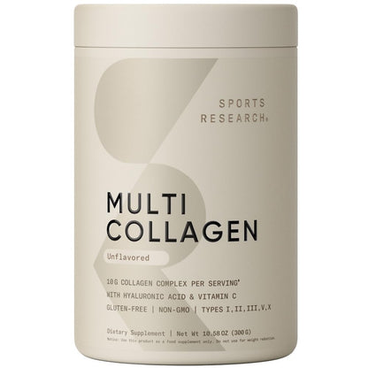 Sports Research Multi Collagen Protein Powder (Type I, II, III, V, X) with Hyaluronic Acid + Vitamin C | 5 Types of Food Based Collagen, 30 Servings (Unflavored) Sports Research buy supplements Au