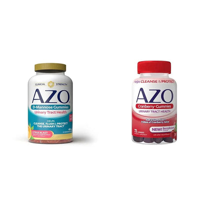 AZO Urinary Tract Health Gummies Bundle - D-Mannose 2000mg Citrus 40 Count and Cranberry 72 Count AZOBuy Supplements Australia