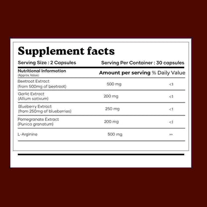 MarsbyGHC Natural Beetroot Capsules | with Garlic, Blueberry, Pomegranate & L-Arginine | Plant-Based Supplement | Pack of 1 mars by GHCBuy Supplements Australia