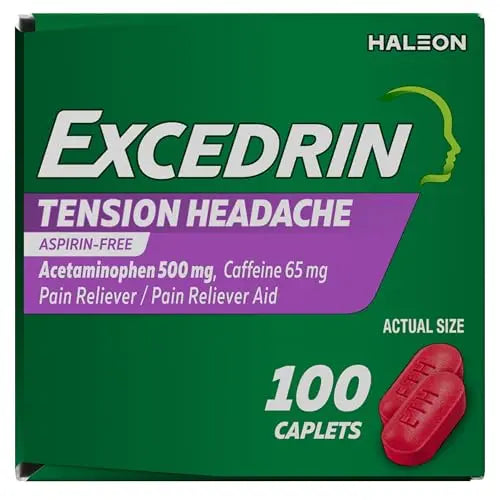 Excedrin Tension Headache Relief Caplets, Acetaminophen 500mg, Caffeine 65mg, Pain Reliever, Aspirin-Free, 100 Count ExcedrinBuy Supplements Australia