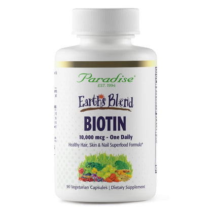 Paradise Herbs Earth's Blend Biotin Supplement, Hair, Skin & Nails, Whole Body Health, Vegan, Non-GMO, 90 Vegetarian Capsules Paradise HerbsBuy Supplements Australia