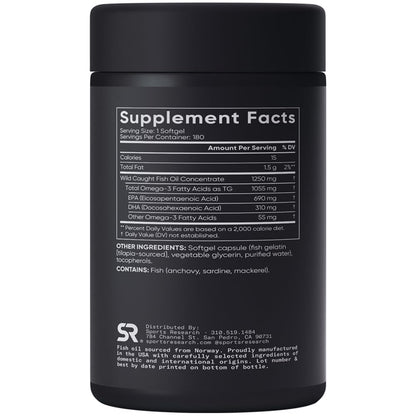 Sports Research Omega-3 Fish Oil, Triple Strength, 180 Softgels Sports Research buy supplements Au