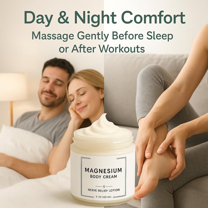 Neuropathy Cream | Nerve Relief Lotion for Feet, Legs & Hands | Magnesium Chloride with Aloe Vera Extract | Non-Greasy Formula for Day & Night Use | Thoughtful Gift for Mama, Dad, Men & Women (1) DFTLUUEBuy Supplements Australia