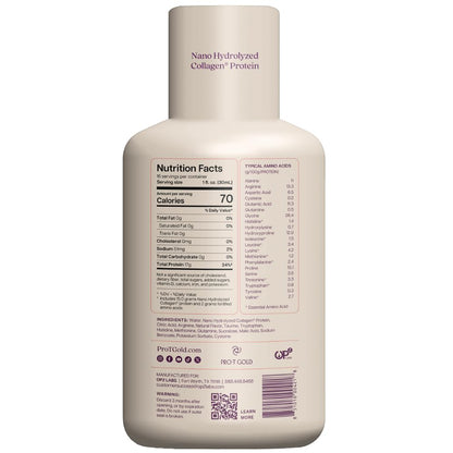 ProT Gold Liquid Collagen Protein Shot, Support for Hair, Nails and Skin, 17g, Nano Hydrolyzed & Grass Fed with Amino Acids, Sugar Free, Gluten Free,