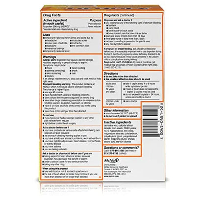 Motrin IB, Ibuprofen 200mg Tablets, NSAID Pain & Fever Reliever for Headache, Backache, Muscular Aches, Arthritis Pain Reliever, 50 Travel Packets of 2, 100 ct MotrinBuy Supplements Australia