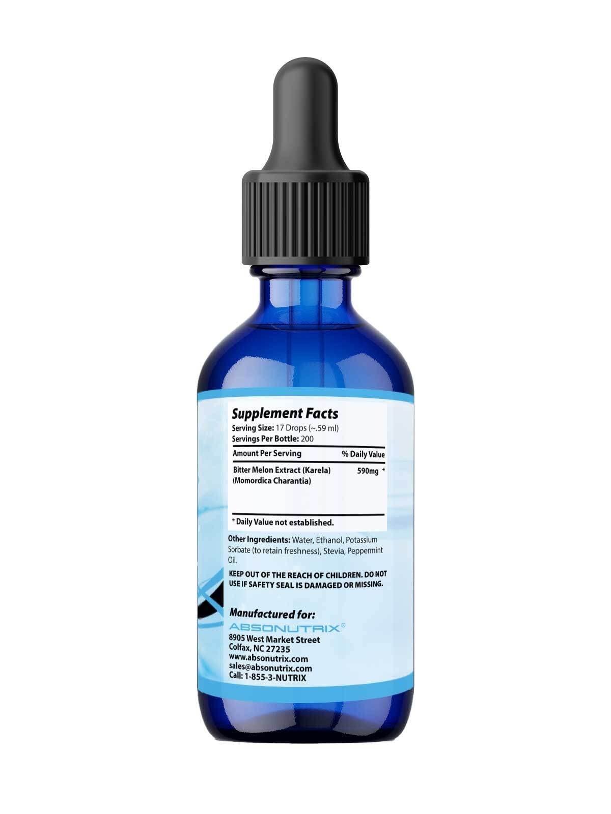 Absonutrix Bitter Melon Extract 590 mg, 4 Fl Oz, 200 Servings, Optimum Bioavailability, Quality Ingredients, Cruelty-Free Products, Non-GMO, Third-Party Tested, GMP-Certified, Made in USA Absonutrix buy supplements Au
