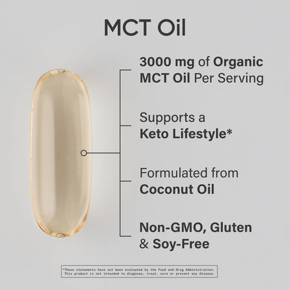 Sports Research MCT Oil Capsules derived from Coconut Oil | Keto Fuel for The Brain & Body | High Potency 3000 mg | Derived from Non-GMO Coconuts (120 Softgels) Sports Research buy supplements Au