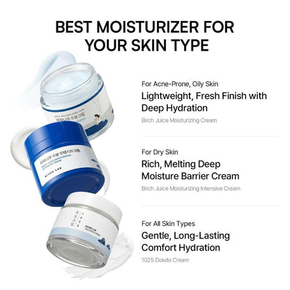 ROUND LAB Birch Juice Moisturizing Cream 2.7 Fl Oz, 48-Hour Deep Hydrating Face Moisturizer with Birch Sap & Vita Hyaluronic Acid for Acne-Prone Skin