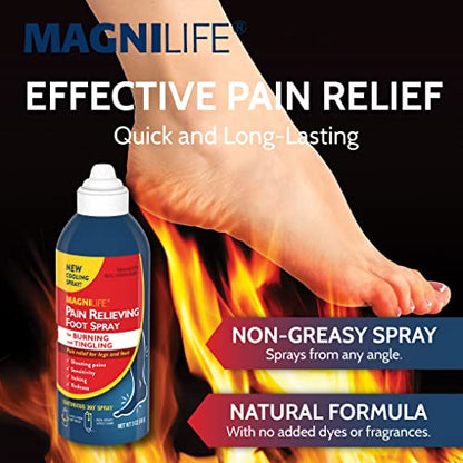 MagniLife Pain Relief Foot Spray, 3 oz, Pain Relief for Burning, Tingling or Sensitivity in Feet and Legs, No Alcohol Cooling Spray Moisturizes Dry, Cracked Heels MagniLifeBuy Supplements Australia