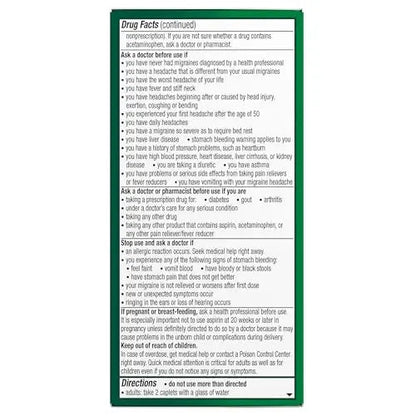 Excedrin Migraine Relief Caplets for Migraine Symptoms, Acetaminophen 250mg, Aspirin 250mg, Caffeine 65mg, Pain Reliever, 100 Count GlaxoSmithKlineBuy Supplements Australia