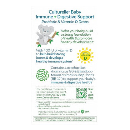 Culturelle Baby Probiotic Drops + Vitamin D, Immune & Digestive Health Support for Babies, Infants & Newborns 0-12 Months
