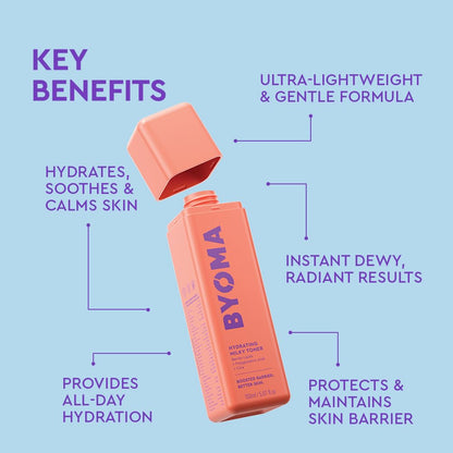 BYOMA Hydrating Milky Toner - Dewy, Ultra Hydrating Toner for Face - Soothes Skin, Locks in Moisture