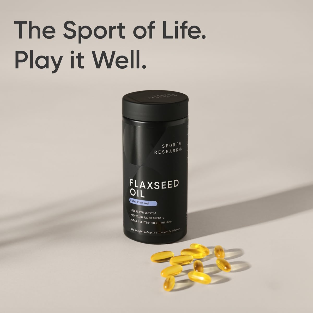 Sports Research® Vegan Flaxseed Oil (1200mg) Herbal Supplement with Plant-Based ALA Omega 3 - Vegan Certified & Non-GMO Verified - Gluten, Soy & Carrageenan Free (180 Veggie Softgels) Sports Research buy supplements Au