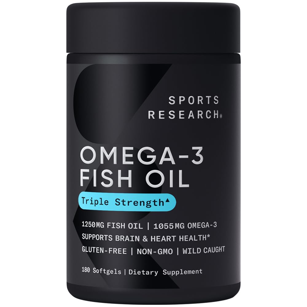 Sports Research Omega-3 Fish Oil, Triple Strength, 180 Softgels Sports Research buy supplements Au