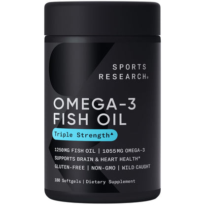 Sports Research Omega-3 Fish Oil, Triple Strength, 180 Softgels Sports Research buy supplements Au