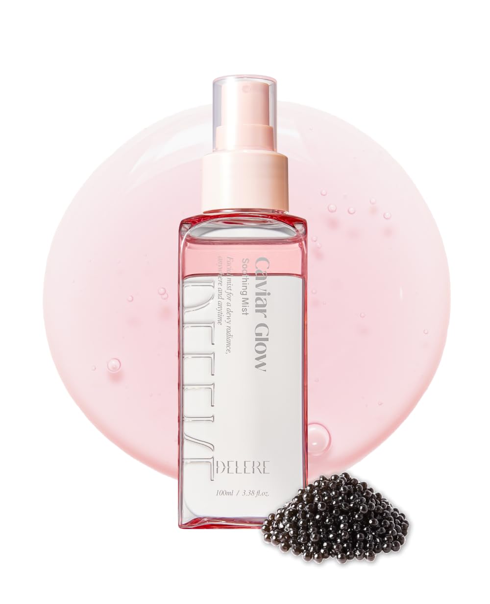 Delere Caviar Glow Soothing Mist | Korean Glass Skin Spray Serum with 5% Caviar & Squalane - Instant 3-Second Radiance & Makeup Setting – Anti-Aging Collagen Booster for Sensitive Skin, 3.4oz Delere buy supplements Au