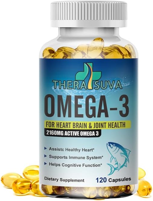 Triple Strength Premium Fish Oil, Omega-3 2160mg, EPA 1296mg + DHA 864mg, Natural Supplement for Healthy Heart & Brain Support, 2 Month Supply, 120 Softgels TheraSuva buy supplements Au