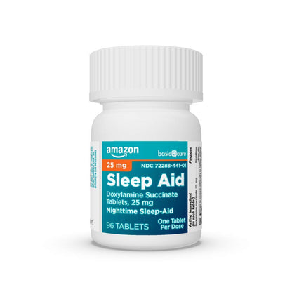Amazon Basic Care Nighttime Sleep Aid Tablets for Adults, Doxylamine Succinate 25 mg, 96 Count Amazon Basic Care buy supplements Au