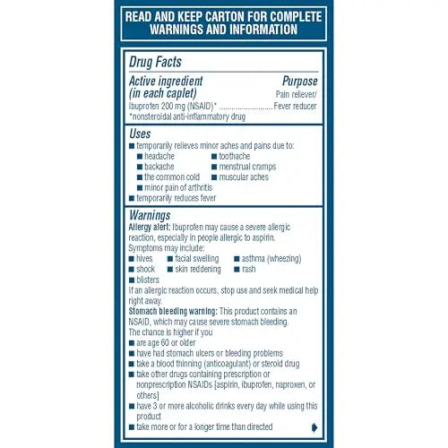 Advil Pain Reliever and Fever Reducer, Pain Relief Medicine with Ibuprofen 200mg for Headache, Backache, Menstrual Pain and Joint Pain Relief - 100 Coated Caplets AdvilBuy Supplements Australia