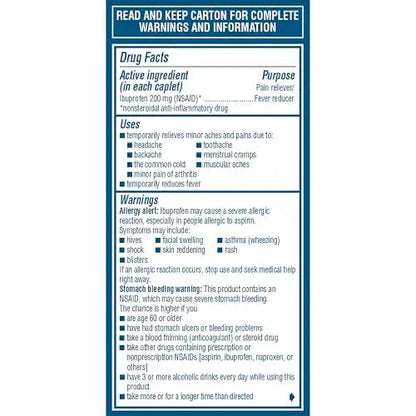 Advil Pain Reliever and Fever Reducer, Pain Relief Medicine with Ibuprofen 200mg for Headache, Backache, Menstrual Pain and Joint Pain Relief - 100 Coated Caplets AdvilBuy Supplements Australia
