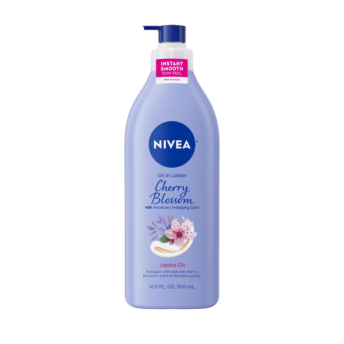 NIVEA Oil Infused Cherry Blossom and Jojoba Oil Body Lotion for Women, Fast-Absorbing and Non-Greasy Cherry Blossom Scented