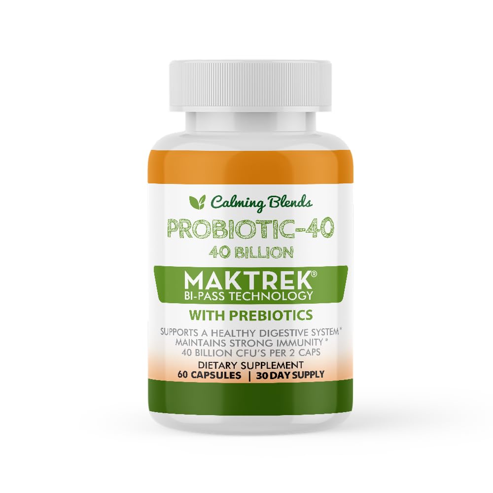 CALMING BLENDS Probiotic, 40 Billion CFU, Bi-Pass Delivery System for Maximum Effectiveness, Shelf Stable, 60 Vegetable Capsules CALMING BLENDSBuy Supplements Australia