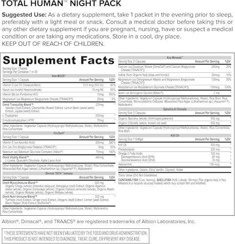 ONNIT Total Human Adult Multivitamin Comprehensive Capsule Packs with Day and Night Support, Daily Vitamin Packs for Men and Women, Dietary Supplement Capsules, 30-Day Supply, 60 Packs ONNITBuy Supplements Australia