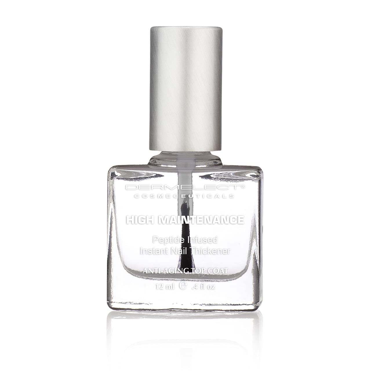 Dermelect High Maintenance Instant Nail Thickener - Nailcare Top Coat with Keratin Protein Peptides, Strengthening, Hardening Protective High Shine
