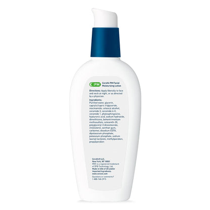 CeraVe PM Facial Moisturizing Lotion, Night Cream with Hyaluronic Acid and Niacinamide