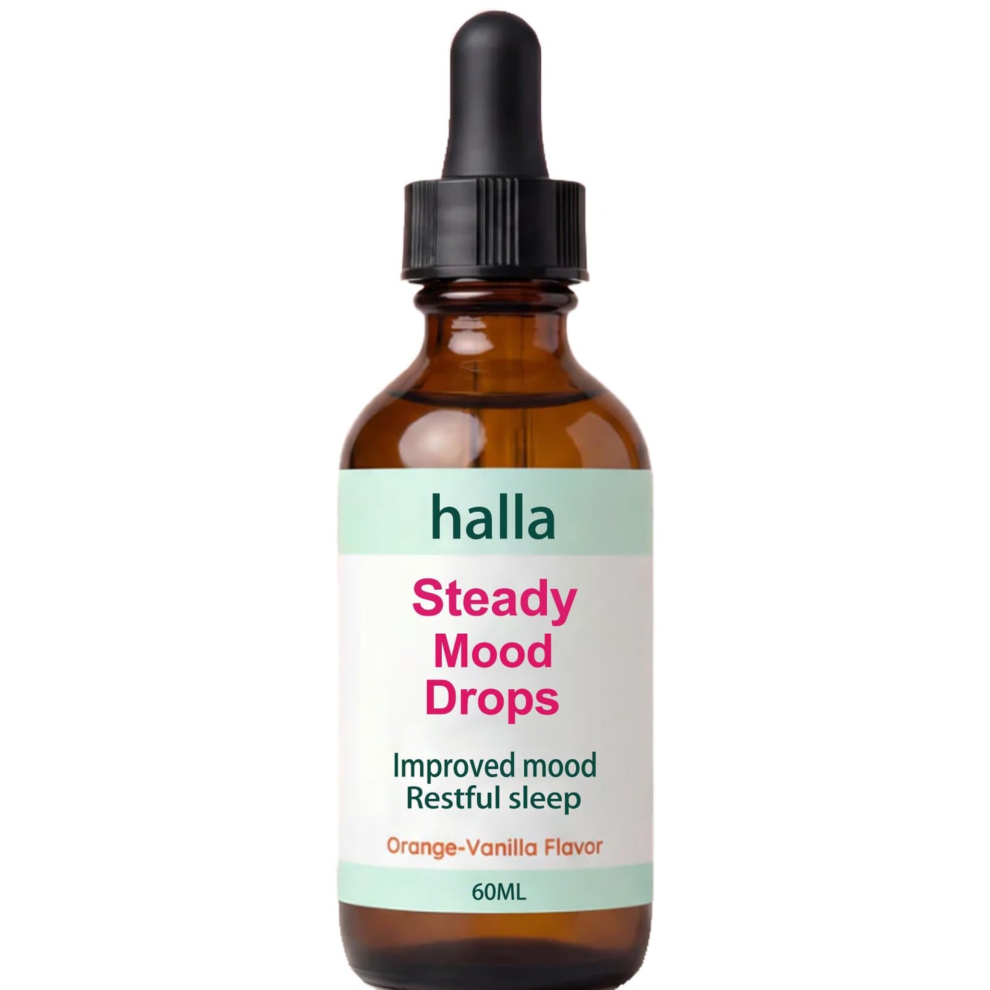 Halla Steady Mood Drops, with Saffron Extract – Fast Absorption Cognitive & Emotional Balance Supplement – Advanced Brain Nutrient Blend – Orange Vanilla Flavor, 2 fl oz