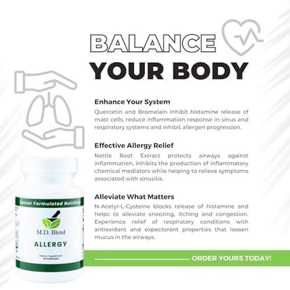 M.D. Blend Nature’s Biotic & Allergy Expert Bundle for Immune Support, Seasonal Allergy Relief, Respiratory Wellness, Quercetin and Bromelain, NAC Nettle Root Vitamins & Minerals Plant-Based Capsules M.D. Blend buy supplements Au