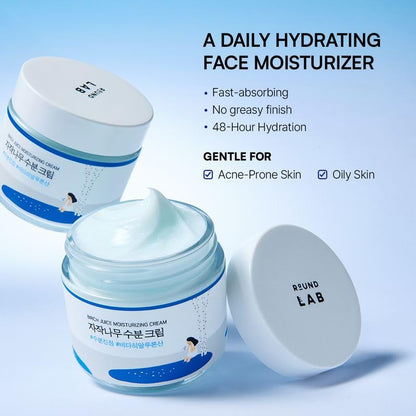 ROUND LAB Birch Juice Moisturizing Cream 2.7 Fl Oz, 48-Hour Deep Hydrating Face Moisturizer with Birch Sap & Vita Hyaluronic Acid for Acne-Prone Skin