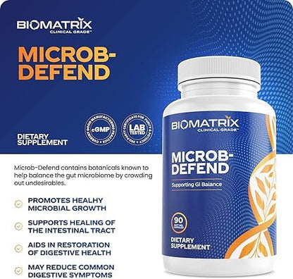 BioMatrix Biofilm Disruptor, GI Repair Digestive Supplement for Men and Women, Oil of Thyme, Oregano & Clove, Gut Microbiome & Intestinal Health Support | Microb-Defend (90 Softgels) BioMatrixBuy Supplements Australia