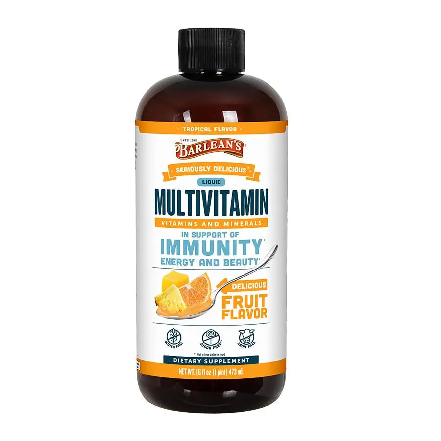 Barlean's Liquid Multivitamin for Women, Men & Kids, 21 Essential Vitamins & Minerals, Includes Biotin, B-Complex Barlean's