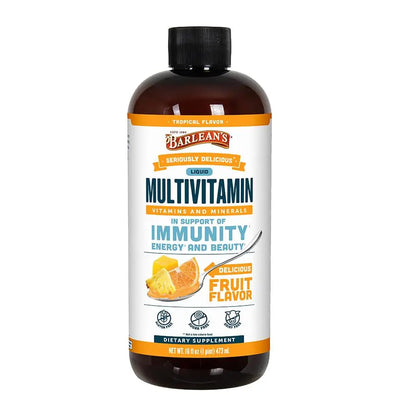 Barlean's Liquid Multivitamin for Women, Men & Kids, 21 Essential Vitamins & Minerals, Includes Biotin, B-Complex Barlean's