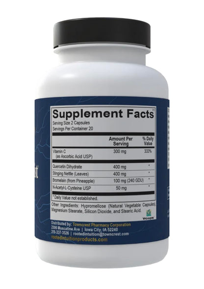 Rooted Intuition Hist Assist | Seasonal Sinus & Immune Balance Formula | Quercetin Bromelain NAC Nettle | Non-GMO Gluten Free | 40 Capsules Rooted Intuition buy supplements Au