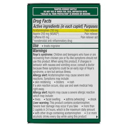 Excedrin Migraine Relief Caplets for Migraine Symptoms, Acetaminophen 250mg, Aspirin 250mg, Caffeine 65mg, Pain Reliever, 24 Count ExcedrinBuy Supplements Australia