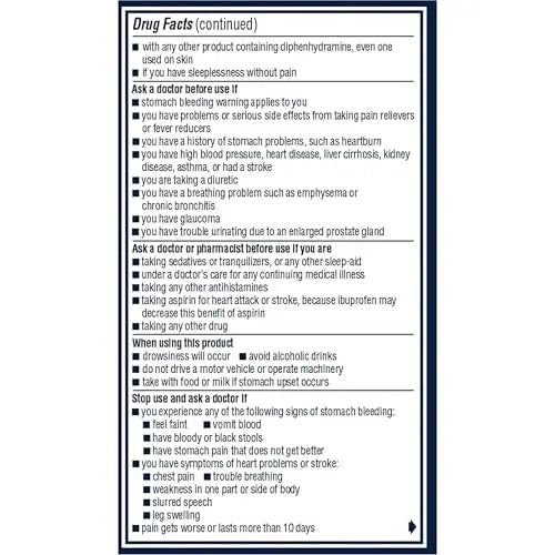 Advil PM Pain Reliever and Nighttime Sleep Aid, Ibuprofen for Pain Relief and Diphenhydramine Citrate for a Sleep Aid - 120 Coated Caplets and Pain Reliever and Fever Reducer, 10 Count Tablets AdvilBuy Supplements Australia
