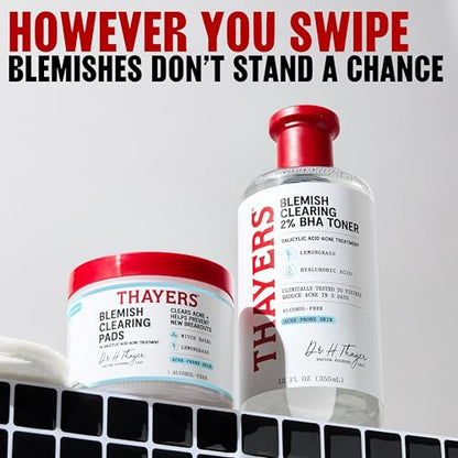 Thayers Blemish Clearing Acne Pads, Salicylic Acid Acne Treatment for Face, Pore Reducing, Exfoliating