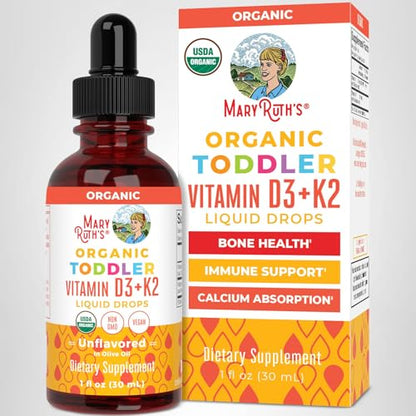 MARYRUTH'S Organics Vitamin D3 | Vitamin K2 | Vitamin D3 K2 Drops | K2 D3 Vitamin Liquid Supplement for Toddlers | Kids Supplement for Calcium Absorption