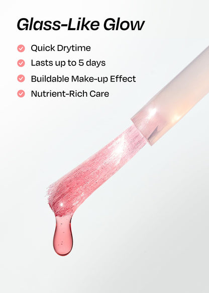 ohora Natural Glow Water Syrup Nail Strengthener (Strawberry) - Tinted Nail Hardener for Brittle, Damaged Nails, Quick-Dry Glossy Finish