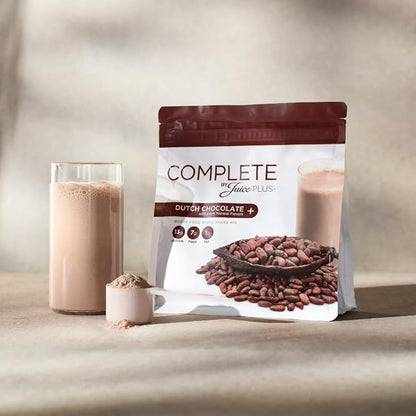 Complete by JuicePlus+ Dutch Chocolate Shakes - Plant-Based Nutrition - Whole Food Based Shake Powder with Protein, Fiber & Prebiotics - 30 Servings (2 Pouches, 15 Servings Each) Juice Plus+ buy supplements Au