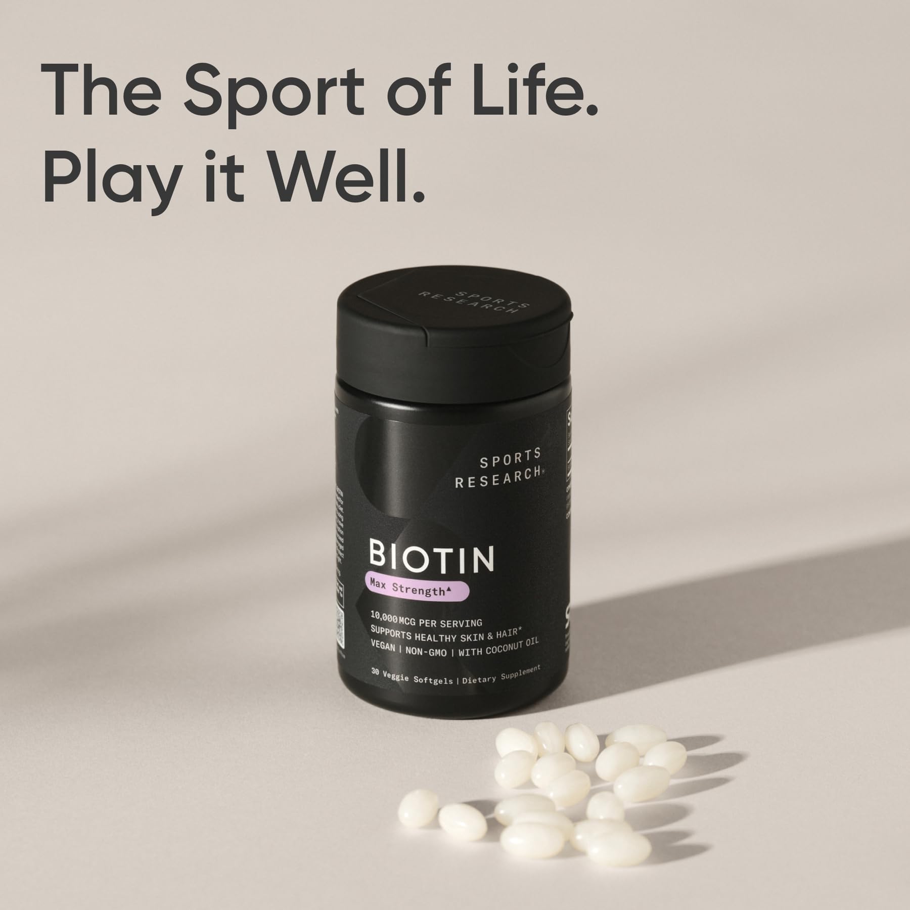 Sports Research® Biotin 10,000mcg with Organic Coconut Oil - Biotin (Vitamin B7) for Healthy Skin and Hair Support* - for Women and Men - Vegan, Non-GMO, Gluten & Soy-Free - 30 Veggie Softgels Sports Research buy supplements Au