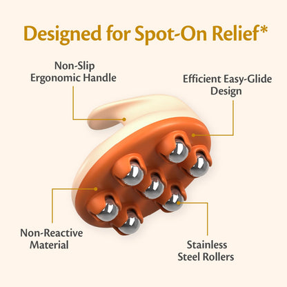 Lymphatic Drainage Massager with Cooling Steel Rollers for Body Sculpting, Cellulite & Sore Muscles, Grip-Friendly with Ergonomic Design for Arms, Thighs, Glutes and Stomach by M3 – Orange M3 Naturals buy supplements Au