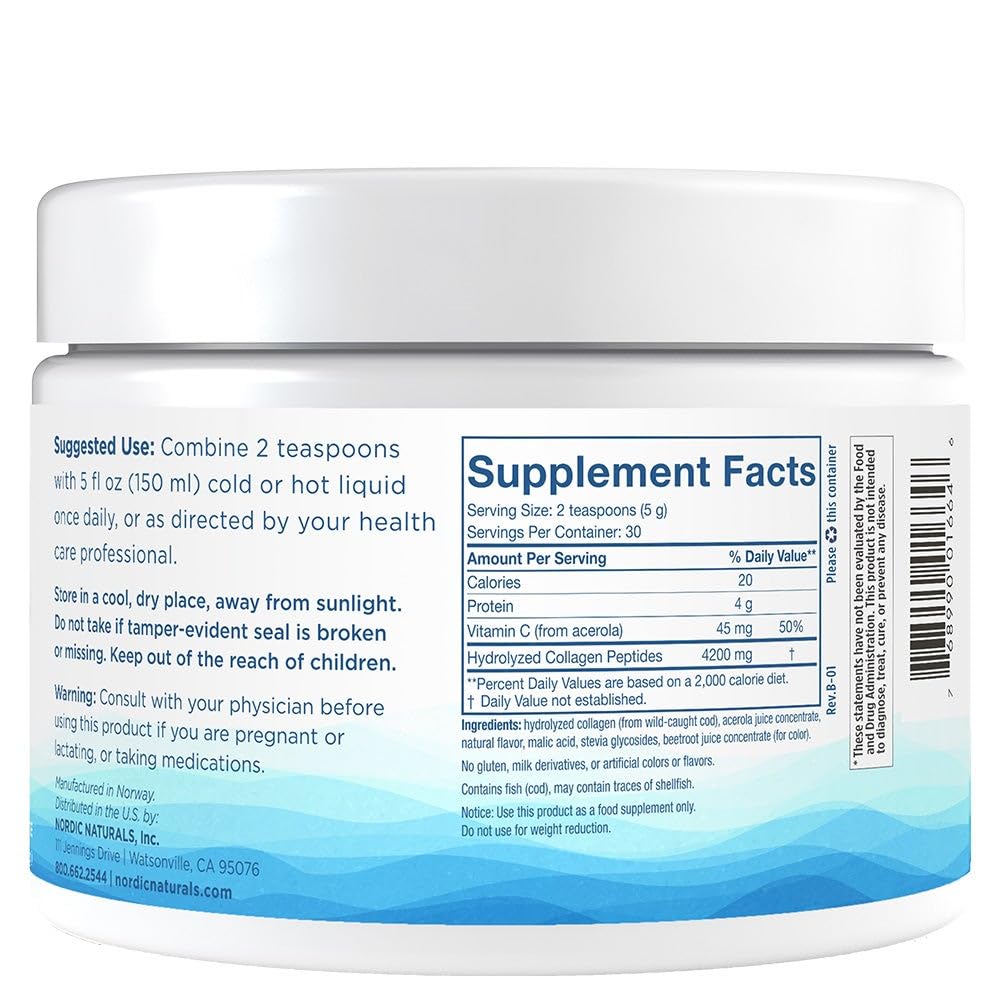 Nordic Naturals Nordic Beauty Marine Collagen Powder, Strawberry - 5.29 Ounces - Collagen Powder Supplement for Healthy Skin, Joints, and Bones, Vitamin C for Antioxidant Support - 30 Servings Nordic Naturals buy supplements Au