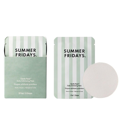 Summer Fridays Gentle Reset Daily Exfoliating Pads - Face Exfoliator with AHAs + PHAs to Smooth Texture + Even Skin - Formulated in Korea - Soothing + Hydrating Toner Pads - Vegan (30 Count) Summer Fridays buy supplements Au