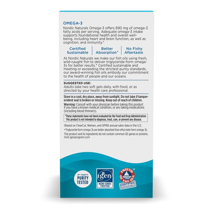 Nordic Naturals Omega-3, Lemon Flavor - 120 Soft Gels - 690 mg Omega-3 - Fish Oil - EPA & DHA - Immune Support, Brain & Heart Health, Optimal Wellness - Non-GMO - 60 Servings Nordic Naturals buy supplements Au